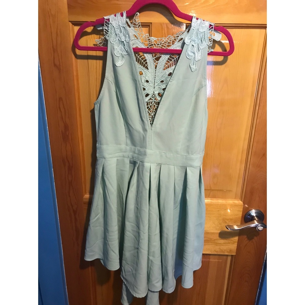 Mint High-Low Dress with Detailed Back
